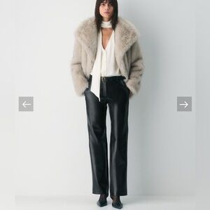 Wilfred Faux Leather Straight Leg Pants Y2K Minimalist Size 6 Black Chic Grunge